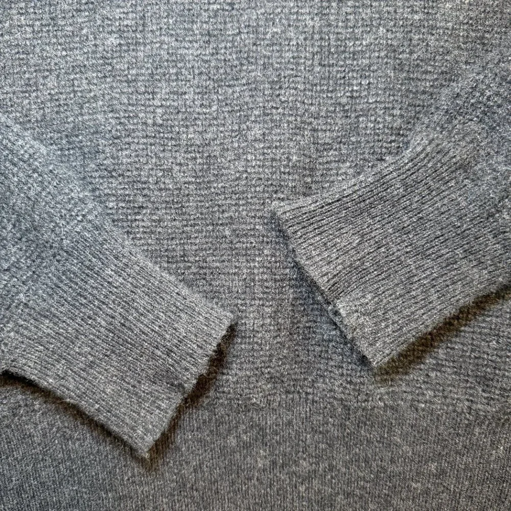 QOR 100% Cashmere 1/4 Zip Gray Thermal Sweater Large